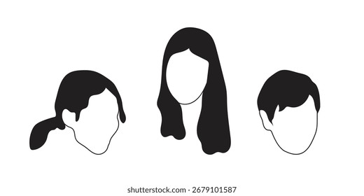human face icon set line art