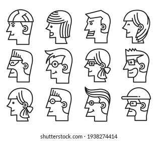 iconos de cara humana ajustar vista lateral