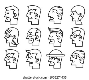 iconos de cara humana ajustar vista lateral