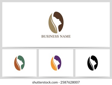 Human Face Inside Coffee Bean Logo Design
