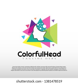 Human face logo with circuit technology concept -vector