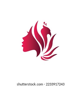 human face logo and phoenix design