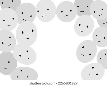 Human face looking on center in stigma concept, people's face background in flat style.