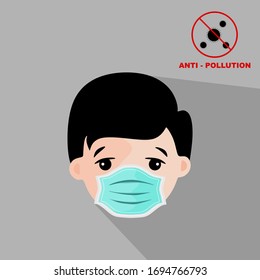 A human face with an N95 mask icon, a concept for corona disease and wearing a medical mask to prevent the spread of viral germs.