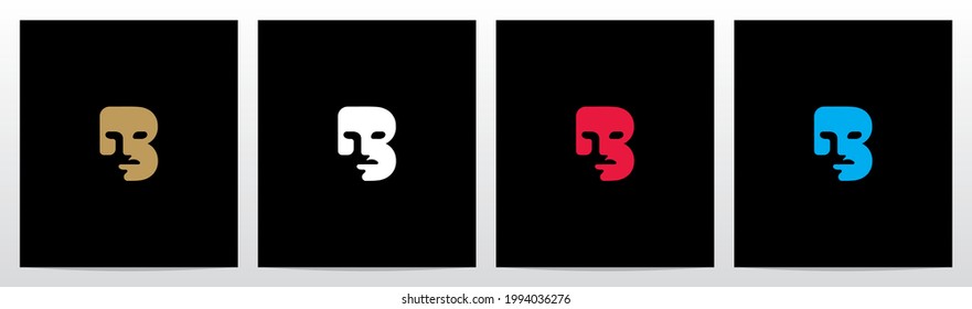 Human Face On Letter Logo Design B