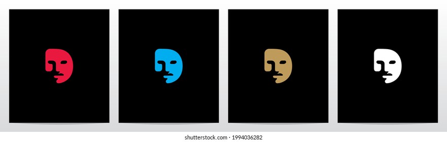 Human Face On Letter Logo Design D