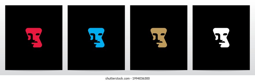 Human Face On Letter Logo Design X