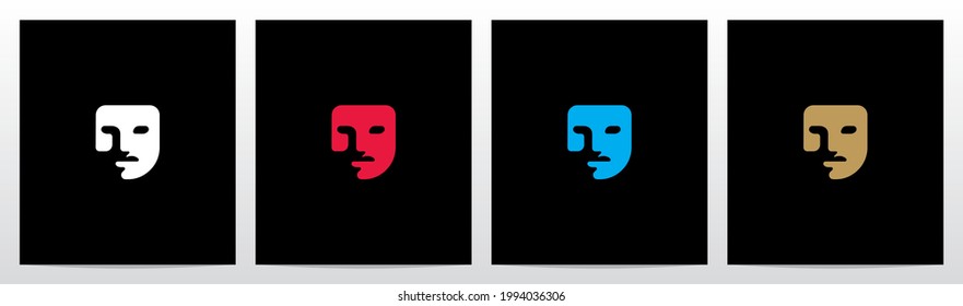 Human Face On Letter Logo Design U