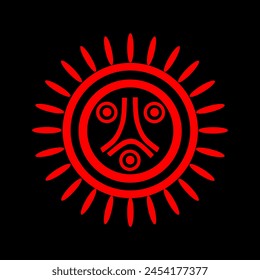 Human face on sun symbol vector illustration isolated. Circle badge Indian flag Jatibonicu Taino Tribal Nation. Symbol of native people in America. Button Jatibonicu Taino roundel emblem banner.