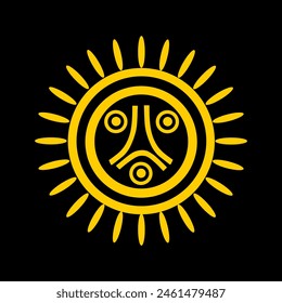 Human face on sun symbol vector illustration isolated. Circle badge Indian flag Jatibonicu Taino Tribal Nation. Symbol of native people in America. Button Jatibonicu Taino roundel emblem banner.