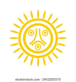 Human face on sun vector silhouette illustration isolated. Circle badge Indian flag Jatibonicu Taino Tribal Nation. Symbol of native people in America. Button Jatibonicu Taino roundel emblem banner.