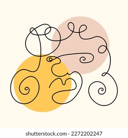 Human face of one line.Minimalist continuous portrait with geometric.Vector for posters,t-shirts,cards,posts.Vector flat
