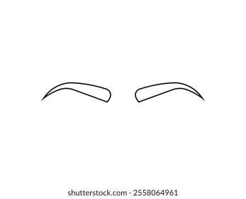 Human face part, beauty, female cosmetic, vision. Linear illustration. eyebrow shape linear icon. Thin line illustration. Rounded, curved eyebrows. Brows shaping by tattooing. 