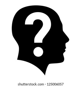 Human Face  With Question Mark. Illustration On White Background