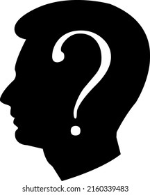 Human face with question mark. Illustration on white