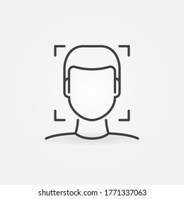 Human Face Recognition and Authentication linear vector concept icon or logo element