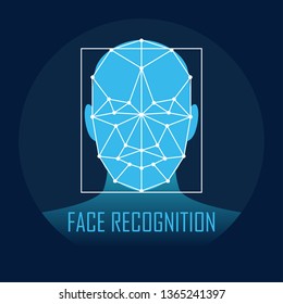 human face recognition scanning system. vector illustration