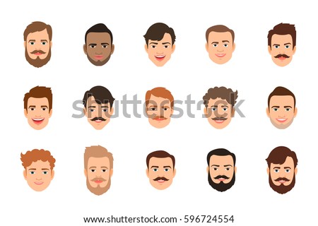 Human Face Set Vector Illustration Male Stock Vector 