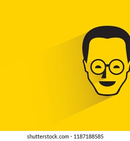 human face with shadow in yellow background