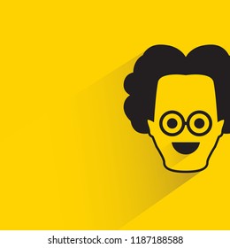 human face with shadow in yellow background