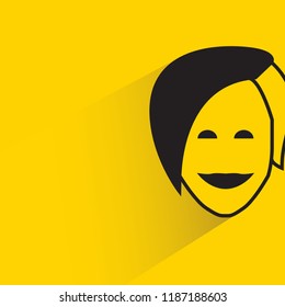 human face with shadow in yellow background