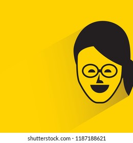human face with shadow in yellow background