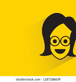 human face with shadow in yellow background