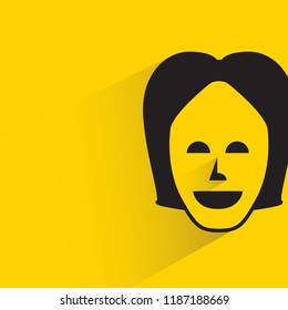 human face with shadow in yellow background