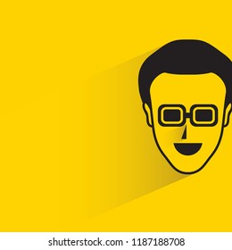 human face with shadow in yellow background