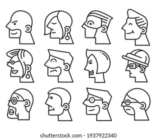 Human Face Side View Avatars Vector