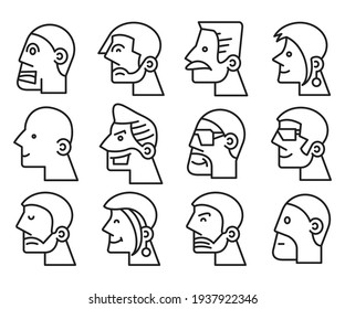 human face side view avatars vector
