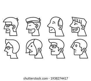 human face side view avatars vector