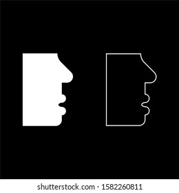 Human Face Side View Head Mouth Nose Lip Male Profile Person Silhouette Icon Outline Set White Color Vector Illustration Flat Style Image