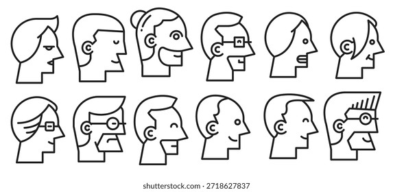 Symbole für die Seitenansicht des menschlichen Gesichts