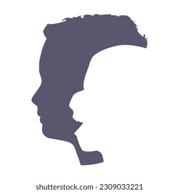 Human face side view silhouette. Schizophrenia and split personality disorder and mental health psychiatric disease concept. Mental health