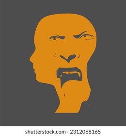 Silhouette de cara humana. Esquizofrenia y trastorno de personalidad dividida y concepto de enfermedad psiquiátrica de salud mental. Salud mental