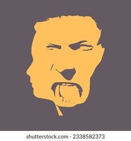Human face side view silhouette. Schizophrenia and split personality disorder and mental health psychiatric disease concept. Mental health