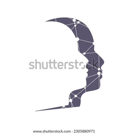 Human face side view silhouette and alter ego. Schizophrenia and split personality disorder and mental health psychiatric disease concept