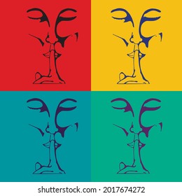 Human face with a sign of silence. Hand drawn vector illustration.  Linear ink pen drawing, colorful posters