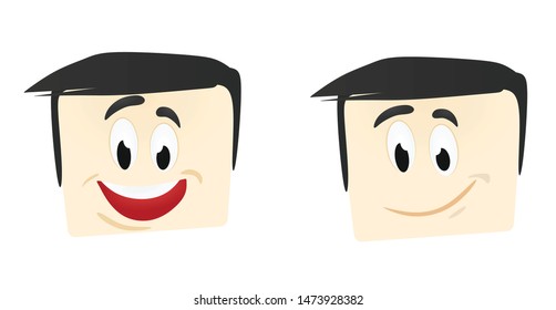 Human face smiling emoticon. vector illustration