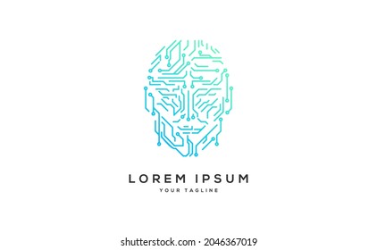 Human Face Technology Logo Design