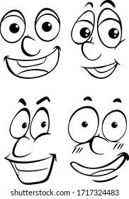 Human faces with different facial expressions illustration