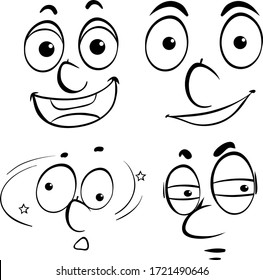 Menschliche Gesichter mit unterschiedlichen Gesichtsausdrücken, Illustration