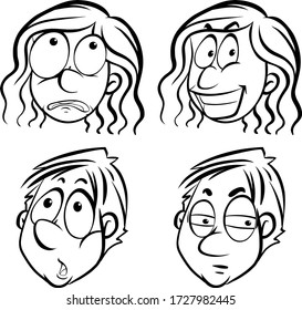 Human faces with different facial expressions illustration
