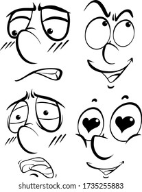 Human faces with different facial expressions illustration