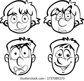 Human faces with different facial expressions illustration