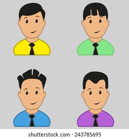 Human Faces With Different Style Isolated On Gray Background - S