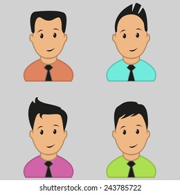 Human Faces With Different Style Isolated On Gray Background - S