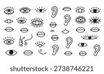 Human facial features icons set