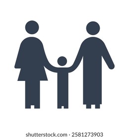 Human Family Icon Black and White Vector Graphic